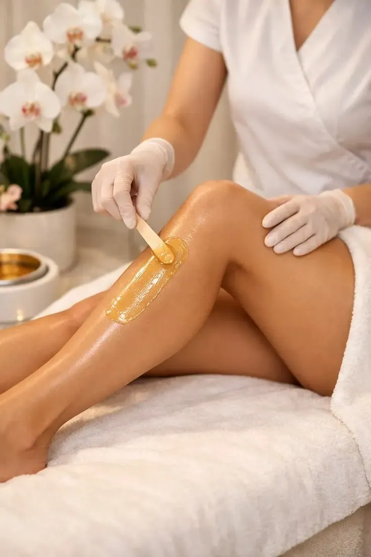 Professional leg waxing with sugar wax — hair removal South Austin 78745 at Le Posh Nail Bar